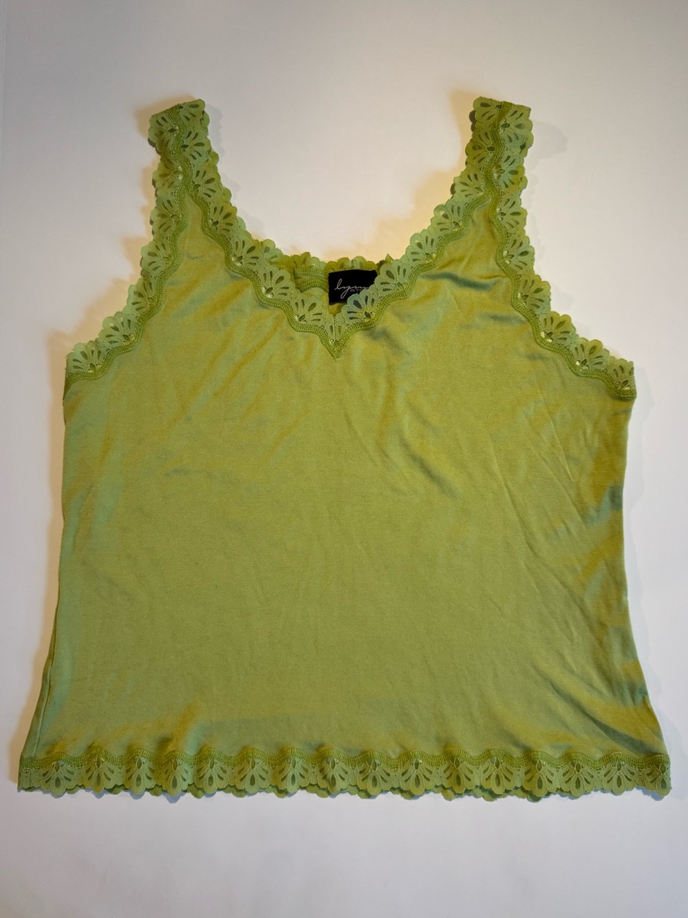 Y2K Green Lace Trim Cami Tank Top